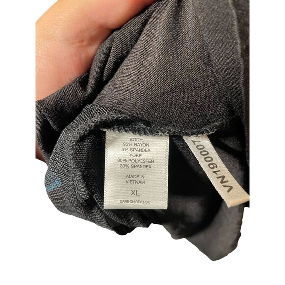 NY & Co Black  Solid With Mesh at Top Cold Shoulder Short Sleeve - Picture 4 of 4